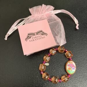 Tarina Tarantino LUCITE AND CRYSTAL "EAT ME" MUSHROOM Alice Wonderland Bracelet
